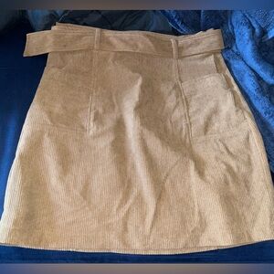 Tan Corduroy Skirt with Belt